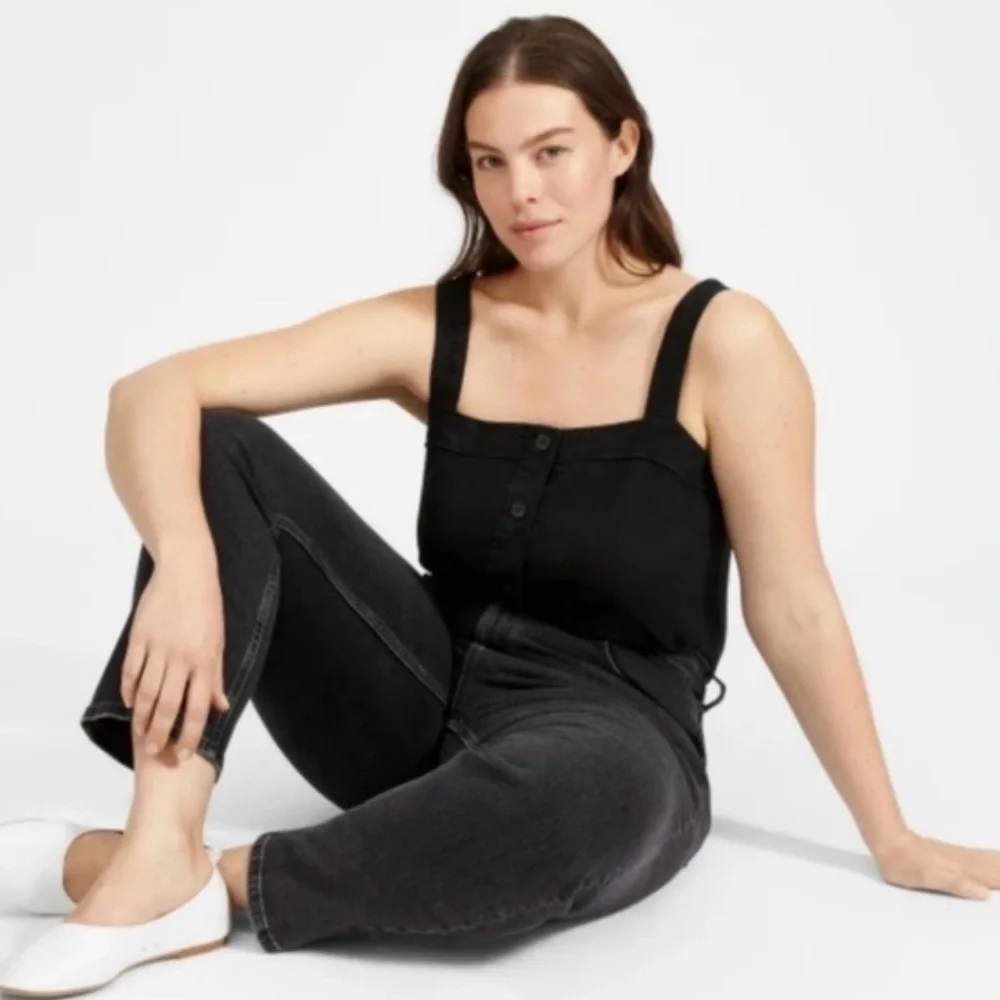 Everlane the linen Pacific tank top women’s 2 black EUC